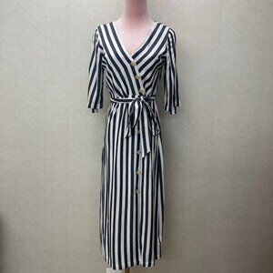 BB Dakota Grey and White Nautical Stripe Long Dress Size 0